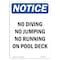 Signmission OSHA Notice, 7" Height, No Diving No Jumping No Running Sign, 7" X 5", Portrait OS-NS-D-57-V-14483 - alternate 1